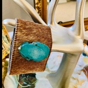 Southwest turquoise stone leather Bracelet